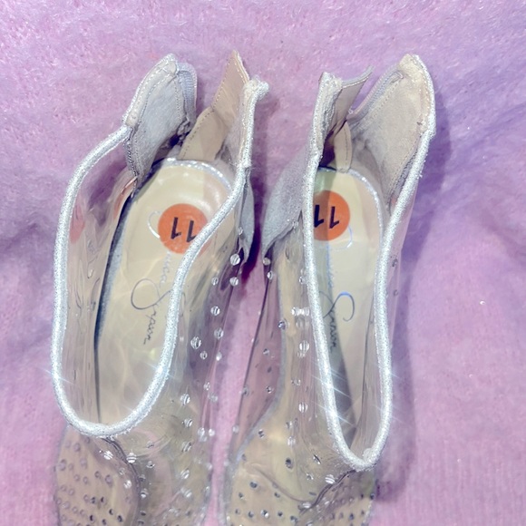 Jessica Simpson sparkly see-through leather high heel boots - Picture 6 of 7